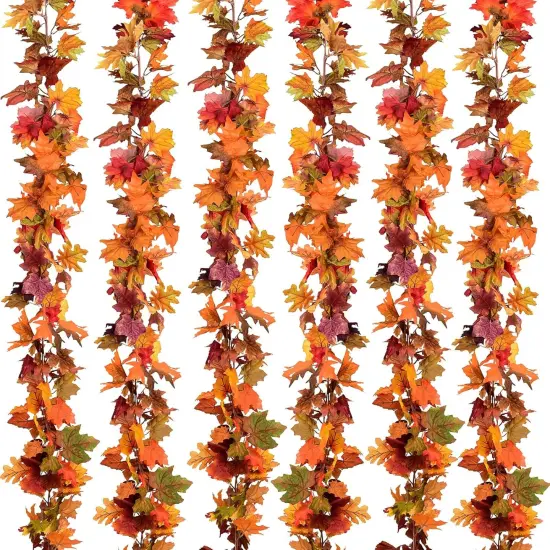 6 Pack Fall Maple Garland - 5.9ft/Strand Artificial Fall Foliage Garland {1}