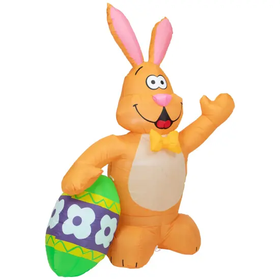 Northlight Inflatable LED Lighted Easter Bunny with Egg Outdoor Decoration - 4' Orange {5}