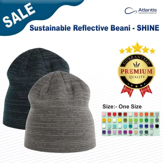 Atlantis Headwear&reg; Sustainable Reflective Beani Dark Grey {3}
