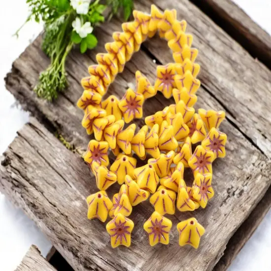 *25* 6x9mm Pink Washed Opaque Sunflower Bell Flower Beads {2}