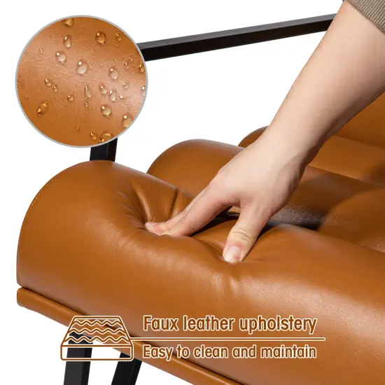 26.75"W Modern Comfy PU Leather Accent Chair with Metal Frame Coffee {4}