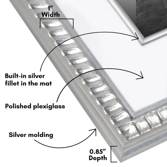 Americanflat 16x20 Picture Frame with Decorative Inner Mat Accent - Use as 11x14 photo frame with the Mat or as 16x20 frame without the Mat - Statement Frame with Polished Plexiglass {3}