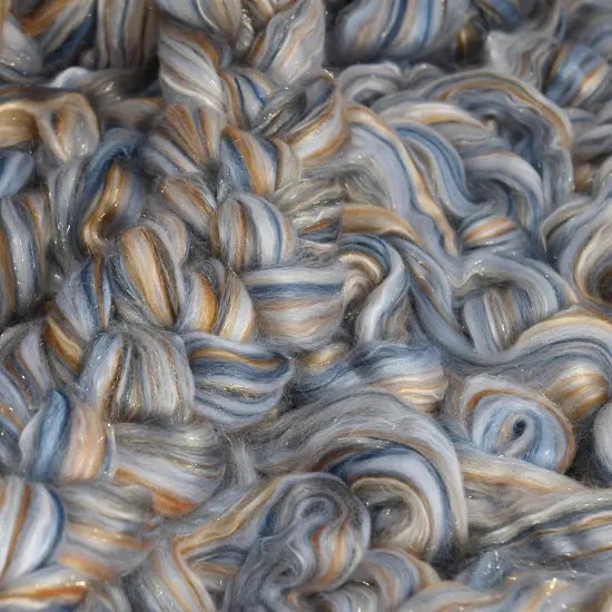 Designer Blend Merino, Bamboo, Stellina and Mulberry Silk Top Roving. Fancy, Colorful, Exotic - Limited Edition.  {4}