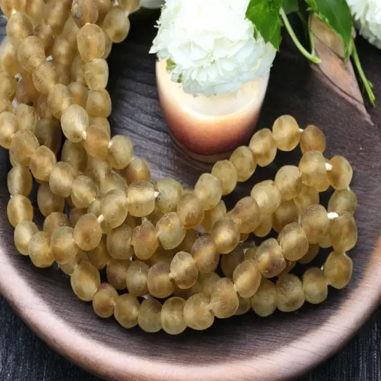 10-11mm Brown Blended Glass Chunky Recycled Glass Beads (20" Strand) {1}