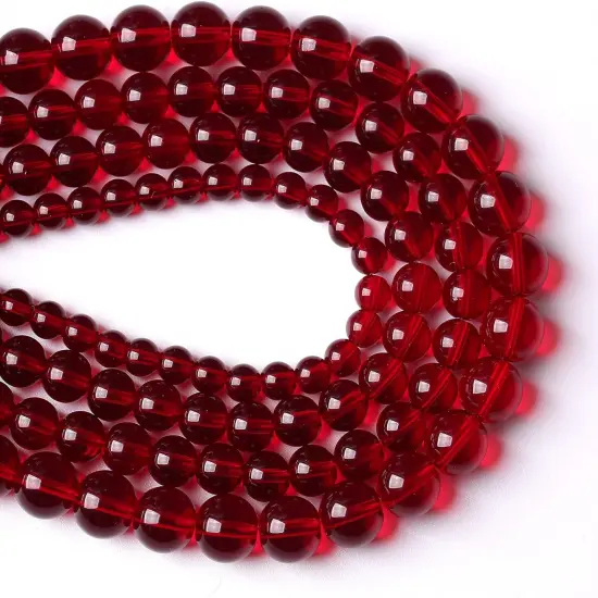 Smooth Garnet Red Glass Crystal Round Loose Beads For Jewelry Making {3}