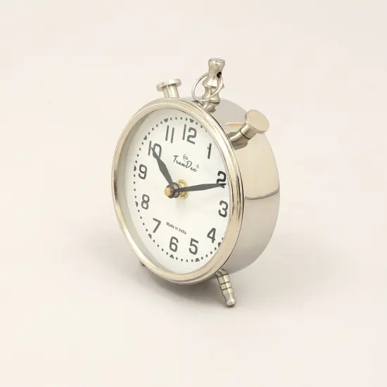 Decorative Desk Clock-Aluminium Table Clock Silver {3}