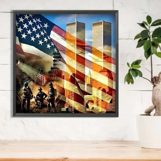 DIY 5D Diamond Painting Kits for Adults, Diamond Painting Full Drill Crystal Rhinestone Embroidery Craft Kits for Home Wall Decor Gifts 11.8x15.7inch(USA Flag and Firefighters Tribute) {2}