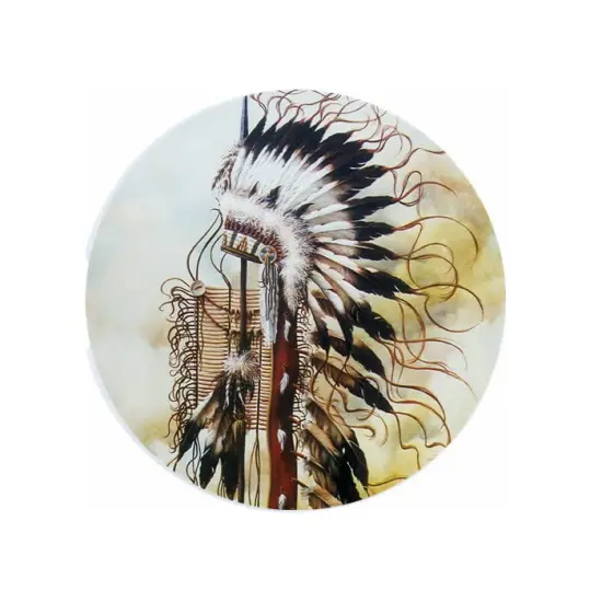 Native American Old Glory Ceramic Car Coaster Set 2.56" (2 Pack) {1}