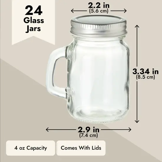 24 Pack 4 oz Mason Jars with Lids, Mini Glass Jars with Metal Lids and Handles for Arts and Crafts, DIY Projects Clear {5}