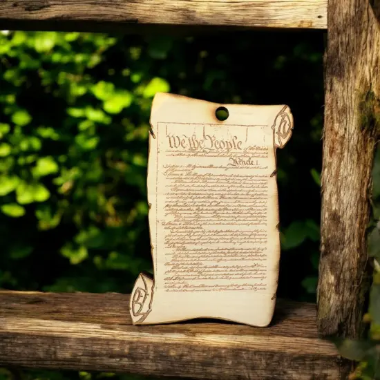Scroll We The People - Ornament Raw Wood {4}