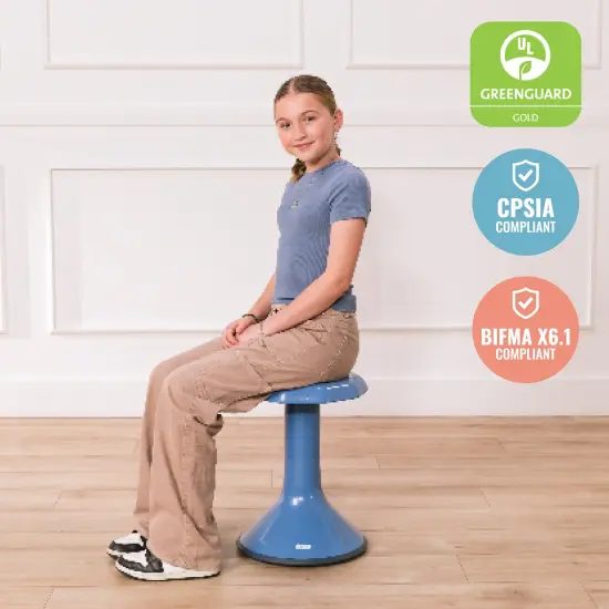 ACE Active Core Engagement Wobble Stool, Portable Flexible Seating, 18in Seat Height Powder Blue {5}