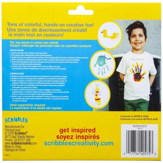 Scribbles Fabric Finger Paint & Roller Kit-Rainbow {4}