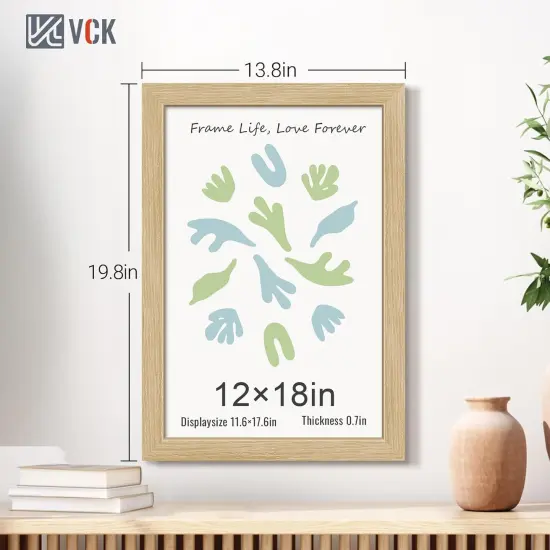 2x18 Oak Wood Frame for Poster & Picture, Natural Solid Wood Photo Frames 5 Pack, Wall Gallery Frame {2}