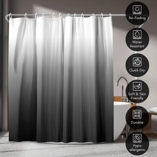 Americanflat 71x74 Ombre Grey Shower Curtain - Water Resistant - Polyester Fabric {4}