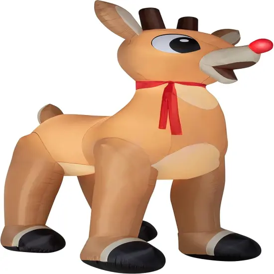 14' Gemmy Airblown Inflatable Colossal Christmas Rudolph The Red Nosed Reindeer w/ Scarf Yard Decoration 883167 {1}