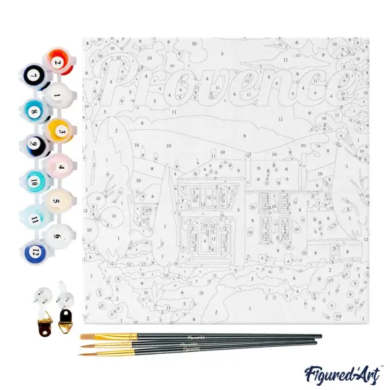 Figured'Art Mini Paint by Numbers Kit for Adults with Frame Travel Poster Provence Autumn Small format 8"x8" - Craft Art Painting DIY Canvas Already Stretched on a Wooden Frame {4}