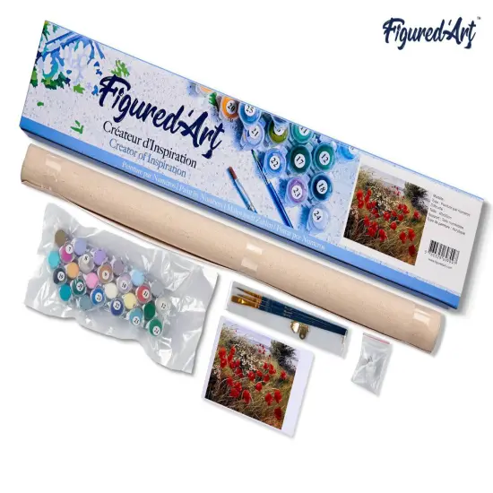 Figured'Art Paint by Numbers Kit for Adults Wild flowers in the countryside 16"x20" - Craft Art Painting DIY Kit Rolled Canvas without frame {5}