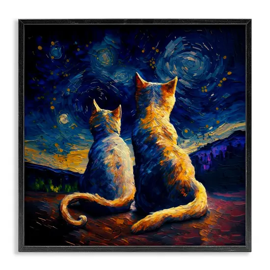 Stupell Industries Swirled Night Sky Cats Framed Giclee Wall Art Design by Svetlana Aleynikova {1}
