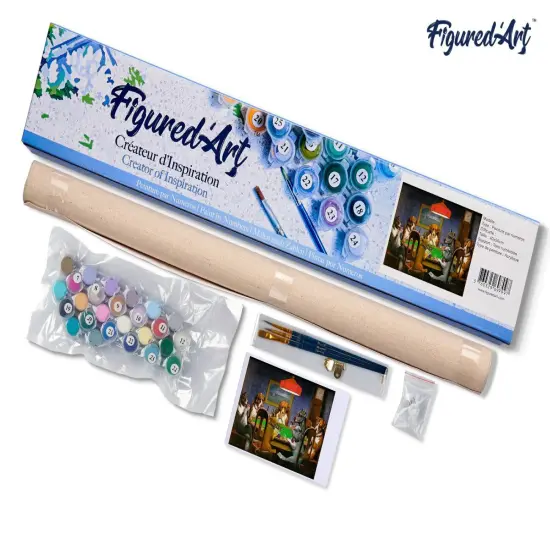 Figured'Art Paint by Numbers for Adults Dogs playing Poker 16"x20" - Craft Art Painting DIY Kit Rolled Canvas without frame {5}