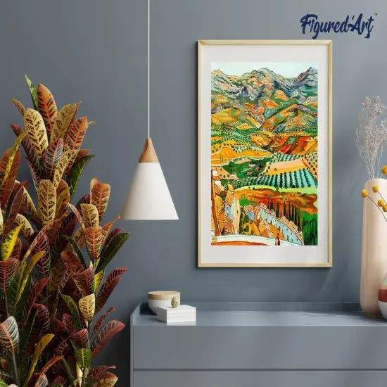 Figured'Art Paint by Numbers Kit for Adults Countryside Landscape from the Hills 16"x20" - Craft Art Painting DIY Kit Rolled Canvas without frame {4}