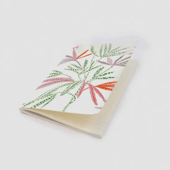 Soft Cover Off white/Green Leaves Handmade Paper Notebook Pack of 5, 10 X 7 inch {4}