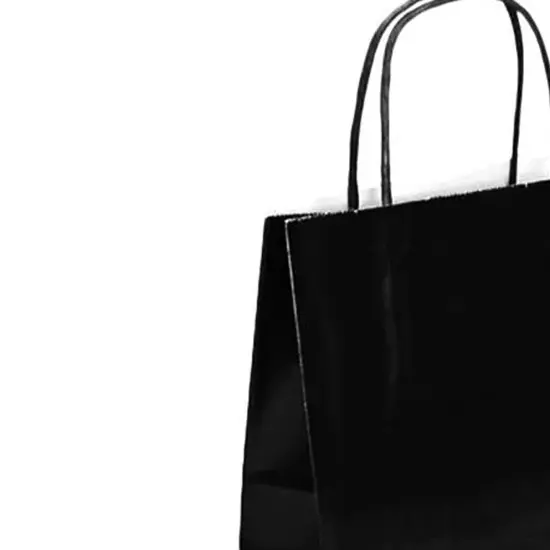 Glossy Tote Bags 8'' x 4 3/4'' x 10 1/4'' Durable Design Black {5}