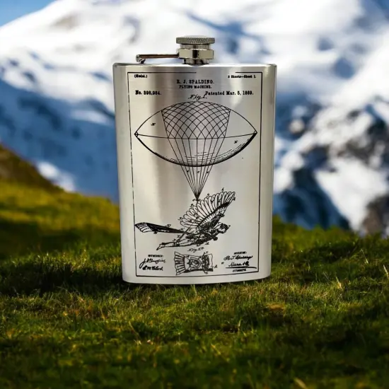 8oz Steampunk Flying Man Stainless Steel Flask {5}