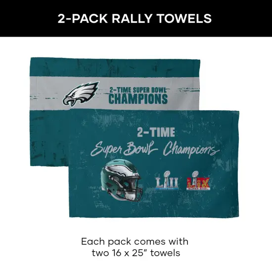 NFL Philadelphia Eagles 2025 Super Bowl LIX Multi Champ Conquerors Fan Towel 2 Pack 16X25 Inches {5}
