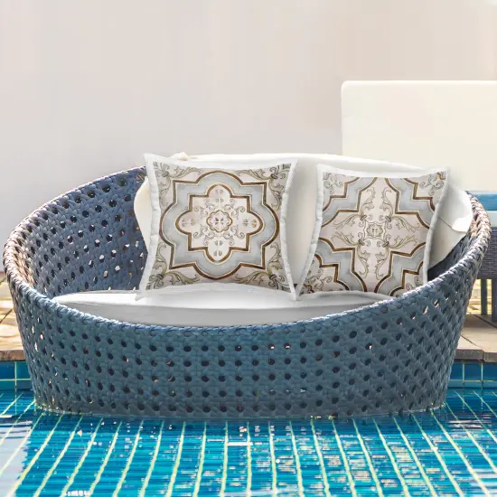 Mosaic Tile Geometrics 2 PC Outdoor Printed Pillow Set Design by Irena Orlov, 18 x 7 x 18 {2}