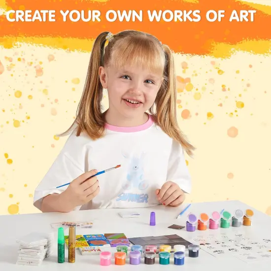 24 Magnetic Mini Tiles Art Kit, Creativity DIY Paint, Arts and Crafts for Kids, DIY Supplies for Party Favors, Family Activity, Birthday Present, Toys Gifts for Boys and Girls Ages3-12 {5}