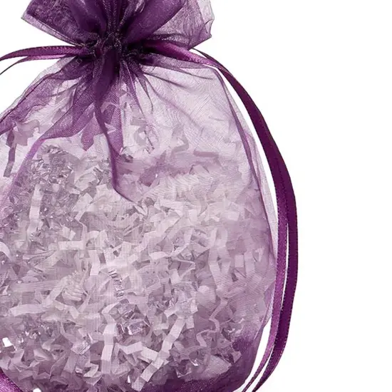 Wide Round Flat Bottom Organza Bags 6 1/2 '' X 4 '' X 7 '' for Wedding Gifts Purple {4}