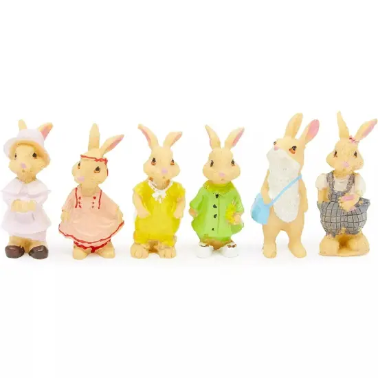 6x Easter Mini Bunny Statues for Spring Party, Garden Decorations 2.2 Inches {1}