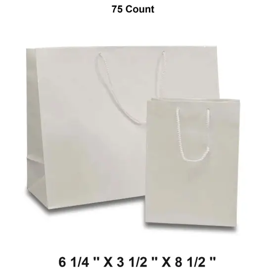 Mini Glossy Euro Totes Compact Size 6 1/4'' x 3 1/2'' x 8 1/2'' White {1}