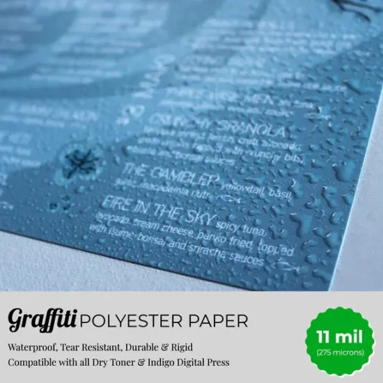 Graffiti Waterproof Papers (Scuff Free) - 11 mil Rigid Polyester (White) 50 Sheets {1}