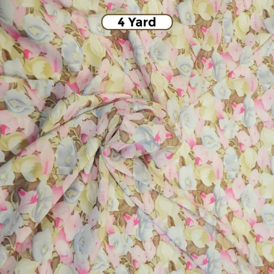 Spring Floral Rayon Challis Fabric 60" Wide Perfect for Dresses & Skirts Pink {1}