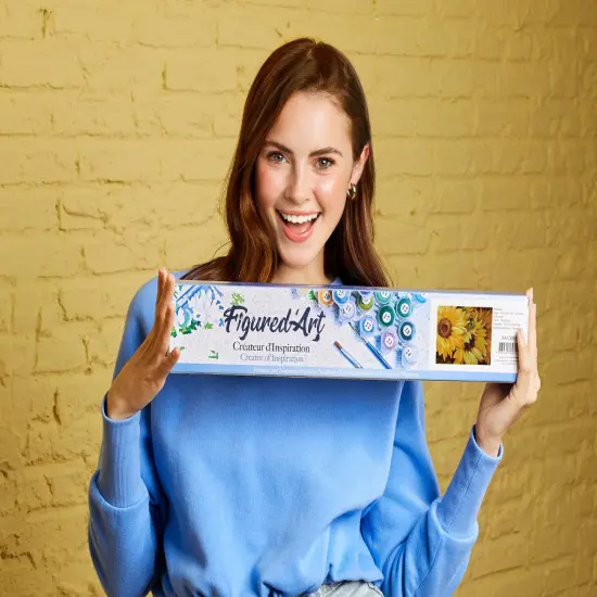 Figured'Art Paint by Numbers Kit for Adults Sunflower In Full Bloom 16"x20" - Craft Art Painting DIY Kit Rolled Canvas without frame {2}