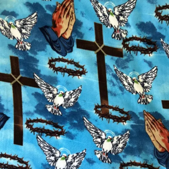 Holy Prayers for Peace Anti-Pill Premium No-Sew Throw Fleece Fabric Kit (72x60) {4}