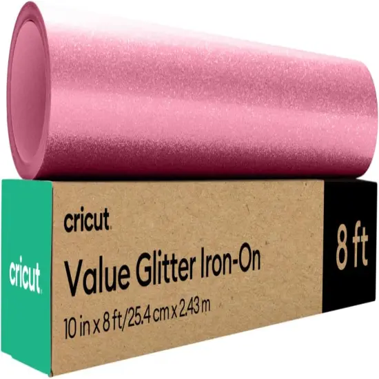Value Glitter Iron On, Pink (10in x 8ft roll) - HTV Heat Transfer Vinyl {1}