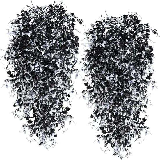 Artificial Hanging Plants 4PCS Black White {1}