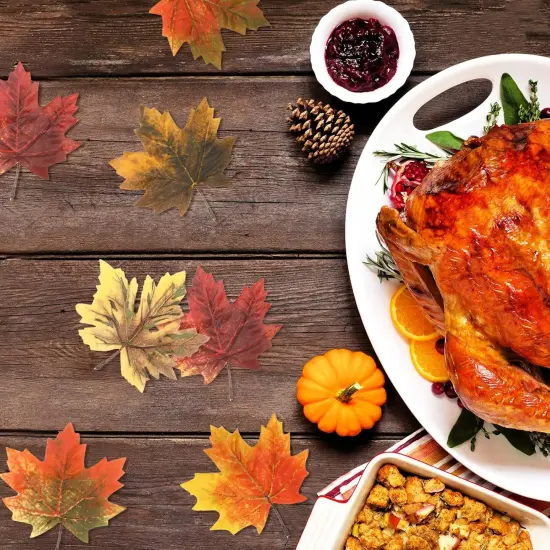 5.5 Inch - 72Pcs Fall Artificial Maple Leaves Table Autumn Decoration - 6 Styles {4}