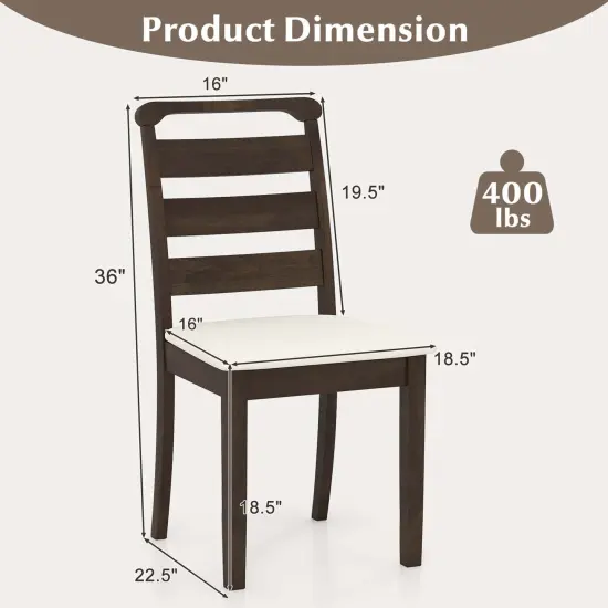 Costway Modern Dining Chair Set of 2/4 Upholstered Farmhouse Chairs with Rubber Wood Frame {3}