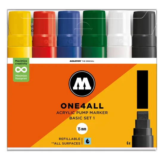 Molotow Acrylic Markers, Two Sizes, Sets of 6 {1}