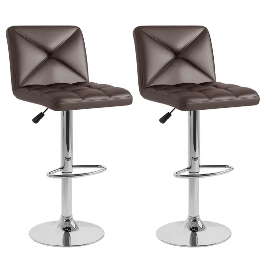 Costway Modern Bar Stools Set of 2 PU Leather Upholstered Swivel Counter Stools with Back Black/Brown/White {8}
