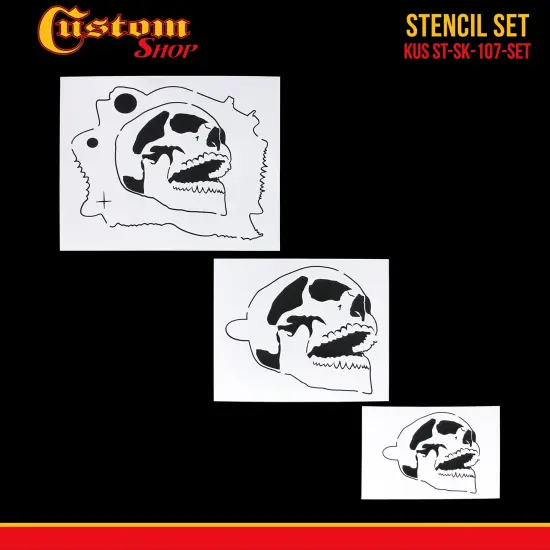 Custom Shop Airbrush Stencil Skull Design Set #7 (3 Different Scale Sizes) - 3 Laser Cut Reusable Templates {2}