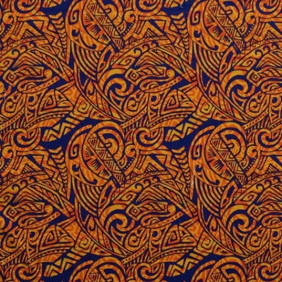 1 Yard Traditional Polynesian Tattoo Swirl Fabric 100% Cotton Light Barkcloth, 36" L x 45" W Green {7}