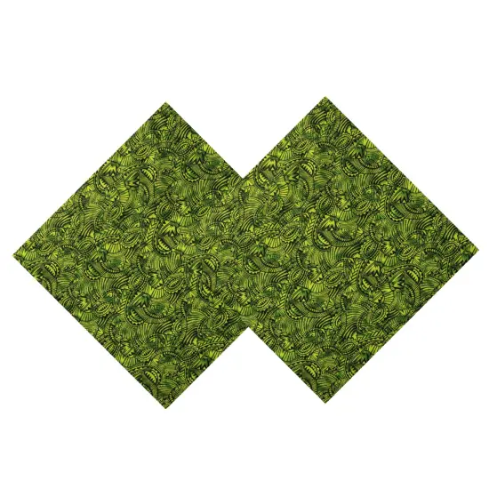 1 Yard Traditional Polynesia Tattoo All Over Fan Design Poly Cotton Fabric 45 Inch Width Green {4}