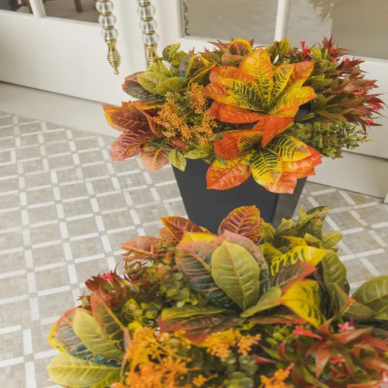 12 Bunches Artificial Fall Flowers - Color Changing Wood Landscape {5}