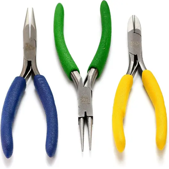 The Beadsmith Color-ID Mini Pliers &ndash; Color Coded Set &ndash; 3 Inches, 3 Piece Kit: Chain Nose, Round Nose, & Side Cutter &ndash; Tools for Jewelry Making {1}