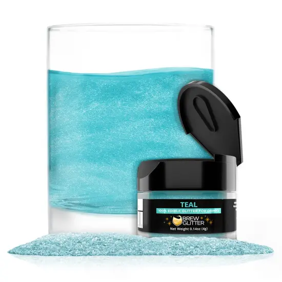 Brew Glitter - Teal Edible Drink Glitter (4g, x1 Flip-Cap Jar) for Beer, Cocktails and Beverages {1}