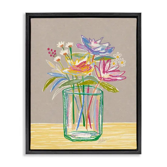 Stupell Industries Abstract Outlines Flower Arrangement Floating Frame By Lisa Nohren {1}